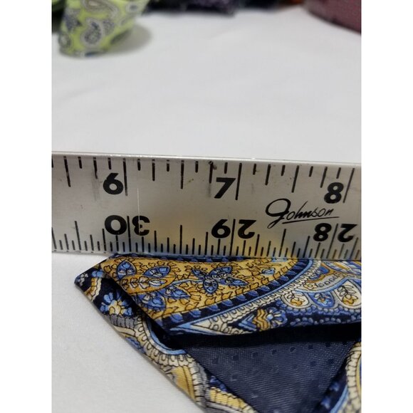Burma Bibas Mens Paisley Silk Tie Blue & Gold 3" Wide - Picture 6 of 7